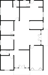 Black and White floor plan of a modern unfurnished house for your design. Suburban house vector blueprint. Architectural background	