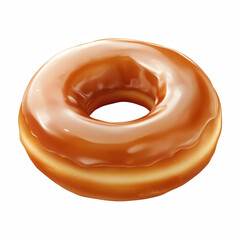 Realistic illustration of a golden-brown glazed donut with a smooth, shiny sugar coating, isolated on transparent background.