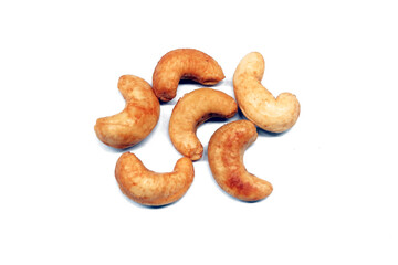 Roasted Cashew Nuts Isolated on White