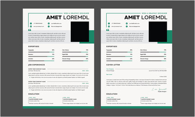 Resume CV. Modern Resume and Cover Letter Layout design template. Minimalist CV resume template for job applications. Vector illustration