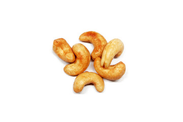 Roasted Cashew Nuts Isolated on White