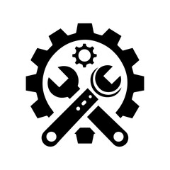 Gear and wrench icon vector