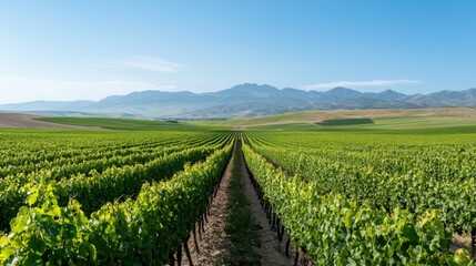 Breathtaking Vineyard Landscape Under Clear Skies