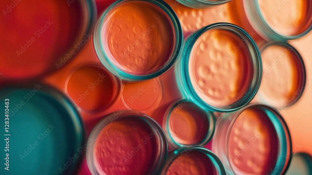 Poster abstract colorful bubbles in vibrant shades of orange and teal, creating a visually stunning backgro