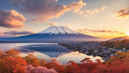 Fototapeta premium sunrise over the lake