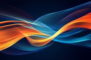 Naklejka premium Abstract Orange and Blue Dynamic Waves Flowing Design Modern Digital Art Background Illustration for Web Banner Presentation Template Website Design 