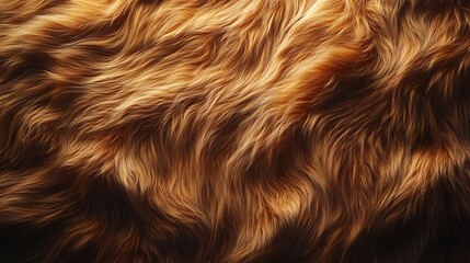 Naklejka premium Plush fur transitioning from creamy ivory to rich chocolate brown, artistically arranged in soft rippling folds, glowing softly under ambient lighting, intricate hair strands in sharp focus,