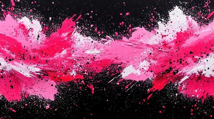   Pink and white flower painting with splats of color on petals