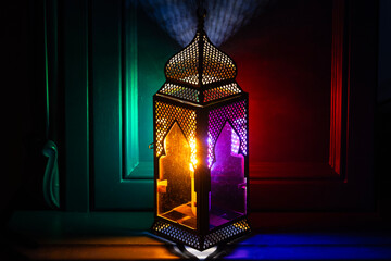 Colorful Ramadan Lanterns, Ramadan Month Background Concept Photo, Uskudar Istanbul, Turkiye...