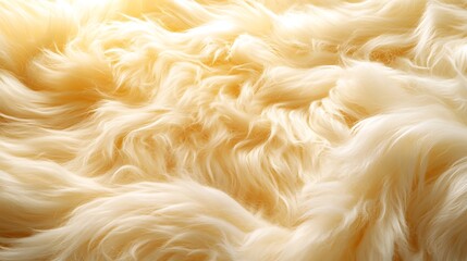 Plush fur transitioning from golden yellow to creamy white, intricate strands glowing softly under subtle ambient light, silky textures artistically folded, photorealistic and cinematic, hd quality,