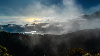 View from batur volcano on Bali in the morning