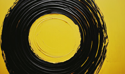 A circular form outlined in fine black lines and accented with vivid yellow details radiates precision and creative vibrancy.