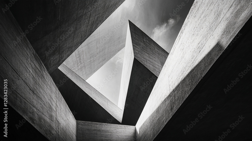 Poster black and white abstract background with high contrast triangular shapes. sleek, modern composition 