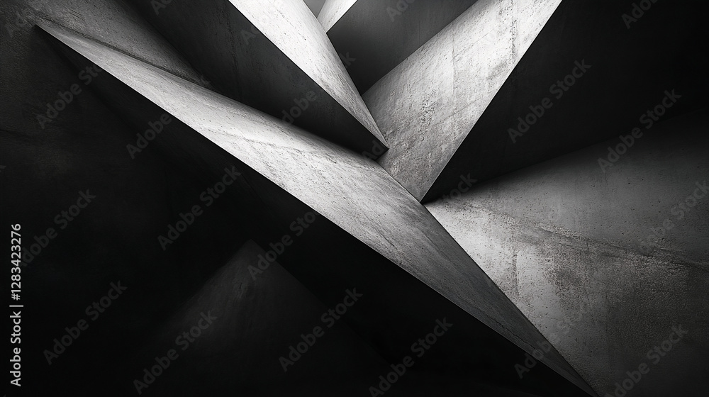 Poster black and white abstract background with high contrast triangular shapes. sleek, modern composition 