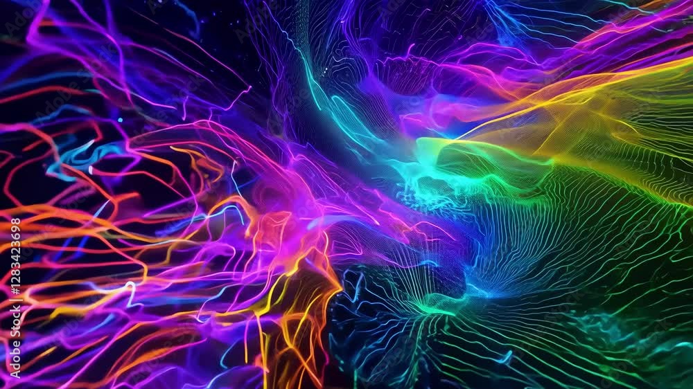 Poster vivid swirling patterns create a mesmerizing visual experience. bright colors interweave, forming dy