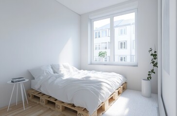Bright Minimalist Bedroom with White Bedding and Natural Light