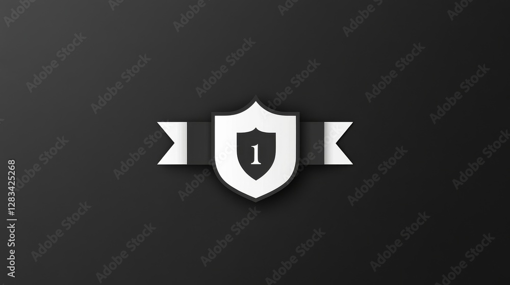 Poster a white logo of a badge, with space in the middle to add text