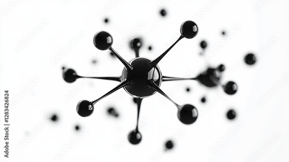 Poster black and white image of a cluster of black dots. the dots are arranged in a spiral pattern, with so