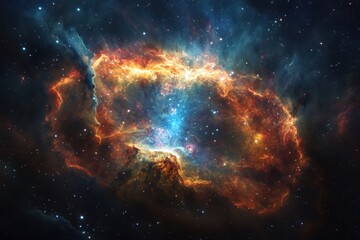 Fototapeta premium Beautiful cosmic nebula showcases vibrant colors in deep space