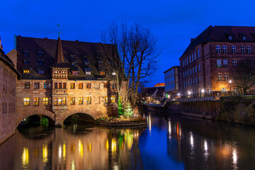 Old Hospital downtown in Nurember at sunset