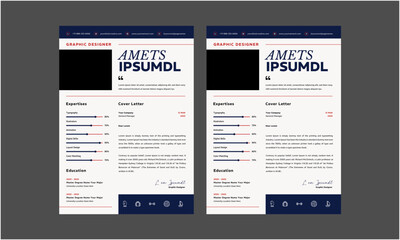 Resume CV. Modern Resume and Cover Letter Layout design template. Minimalist CV resume template for job applications. Vector illustration