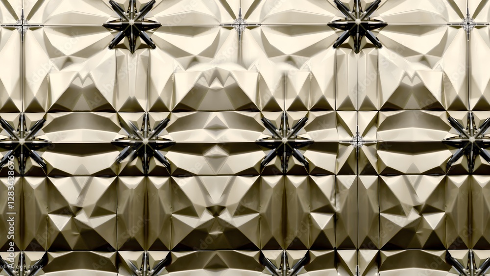 Aufkleber a geometric and intricate pattern with a metallic texture, showcasing symmetrical and mirrored desig
