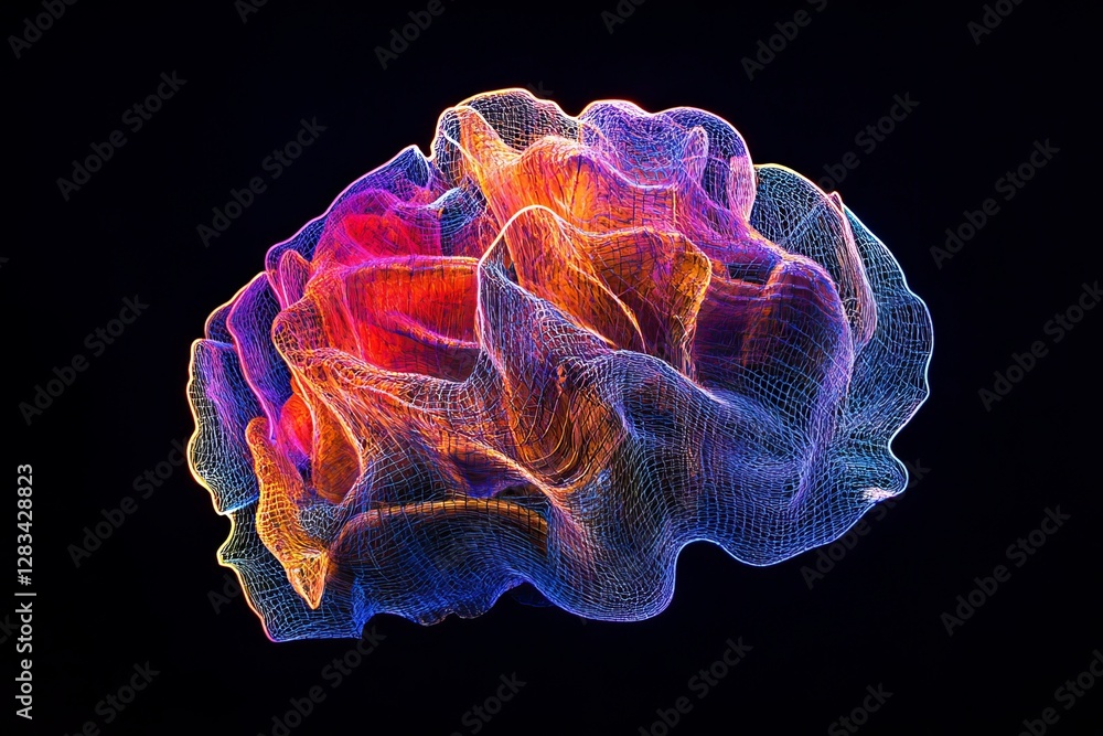 Poster abstract colorful 3d mesh wave digital art background modern vivid gradient network design technolog