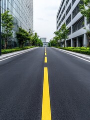 Urban roadway perspective modern cityscape photography clear day straight view infrastructure development