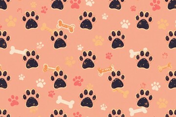 Fototapeta premium Dog Bone vector dog paw doodle Seamless pattern isolated wallpaper background, dog breed pattern, wallpaper background, dog bone art