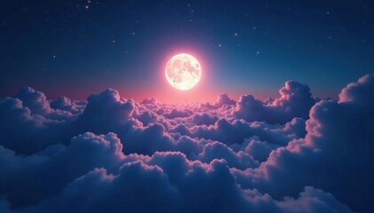 Moonlit clouds revealing a glowing void, night sky, night, darkness