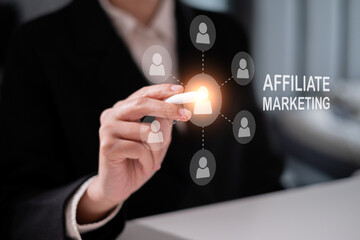 Online affiliate marketing business strategy digital advertising network concept