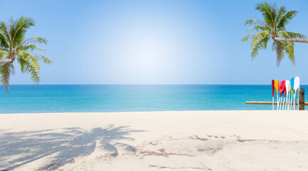 Tropical beach background with vintage filter effect, summer season concept