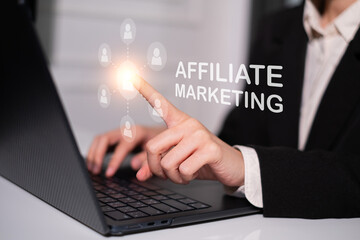 Online affiliate marketing business strategy digital advertising network concept