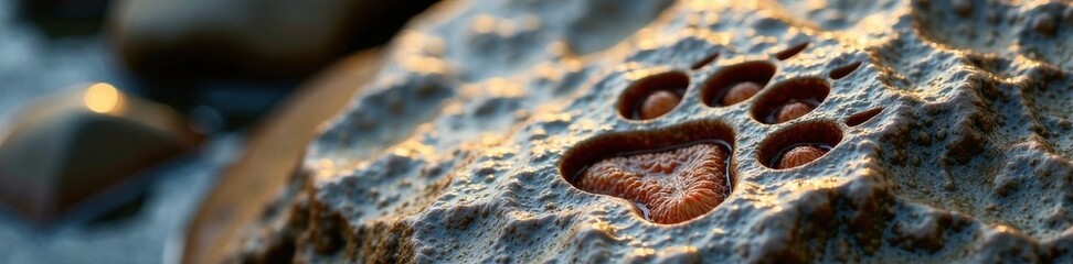 Dog paw print on a wet rock , paw print, water, muddy