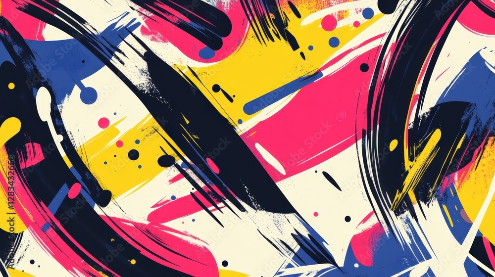 Poster a vibrant abstract pattern featuring swirling colors and sharp lines, evoking a sense of motion and 