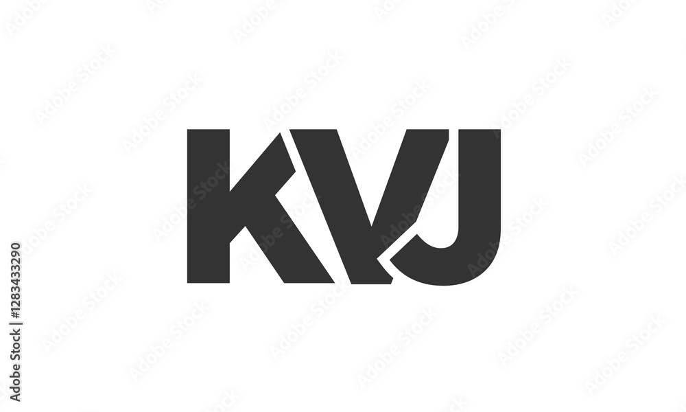 Poster kvj logo design template with strong and modern bold text. initial based vector logotype featuring s