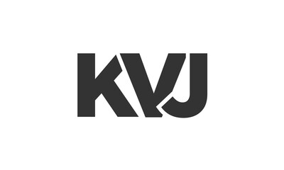 KVJ logo design template with strong and modern bold text. Initial based vector logotype featuring simple and minimal typography. Trendy company identity.