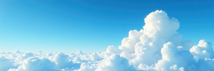 Fluffy cloud melts into the horizon of a vast blue expanse, vast, empty, sky