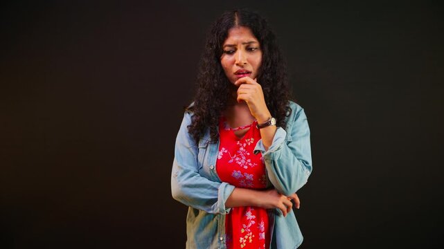 Female thinking suddenly recalls everything tears visible