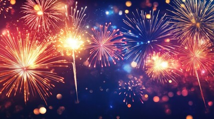 Fototapeta premium Vibrant fireworks display illuminating a night sky