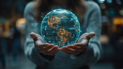 Harnessing digital marketing and data exchange to navigate global business. A visionary entrepreneur leverages digital technology, connecting global networks