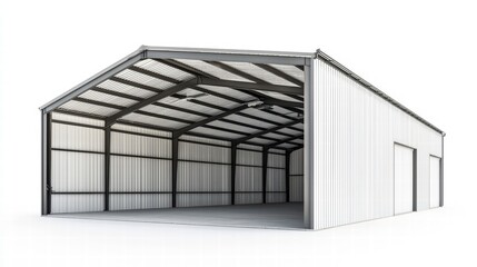 Modern Industrial Warehouse: A contemporary industrial warehouse design showcases a sleek, open structure. The focus is on the interplay of lines and geometry.