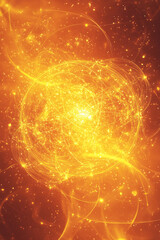 Obraz premium Exploring the concepts of quantum mechanics against a vibrant yellow gradient backdrop