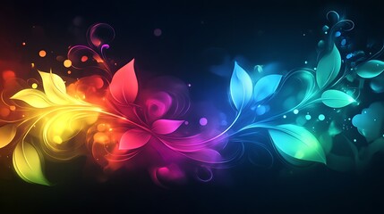 Vivid Rainbow Floral Design Abstract Artwork