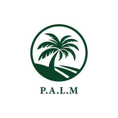 Fototapeta premium palm tree logo vector illustration. luxury palm logo template