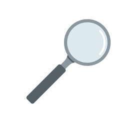 A magnifying glass illustration on white background. Flat vector clip art. 