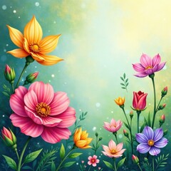 Dreamy watercolor textures of blooming flowers in a garden, texture, petals, flowers