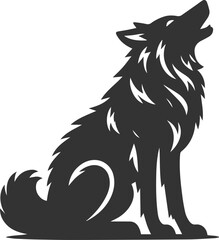 A wolf sitting and tilting its head back to howl vector animal silhouette