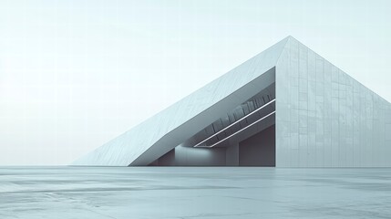 Minimalist Architectural Structure: A modern building's striking geometric design captivates with its sleek lines and contemporary aesthetic, inviting exploration and contemplation.