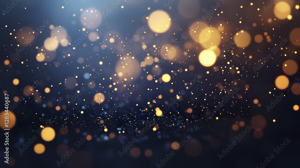 Poster golden bokeh lights on dark background create festive atmosphere